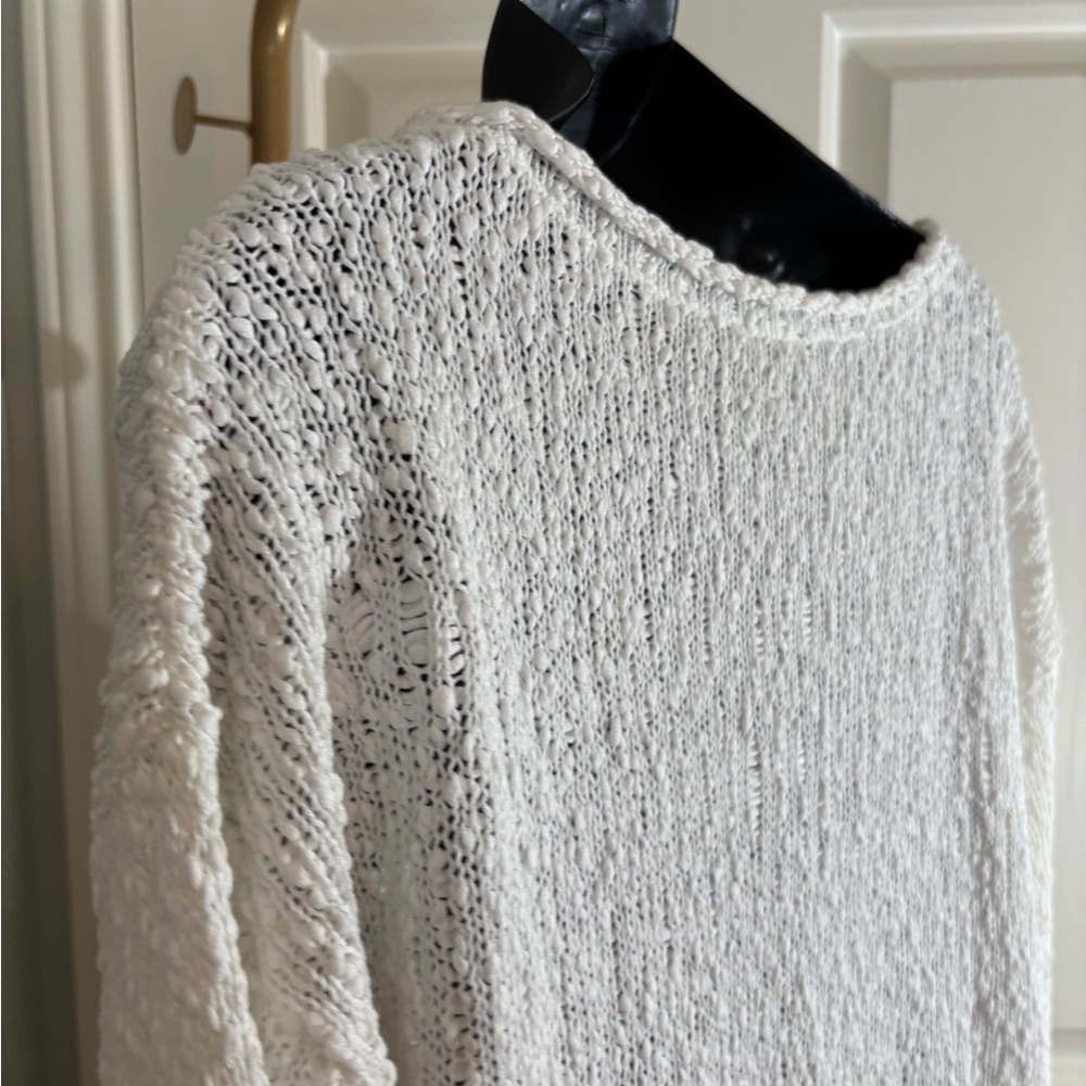 Talbots White Crew Neck Sweater with Textured Knit - Picture 11 of 12